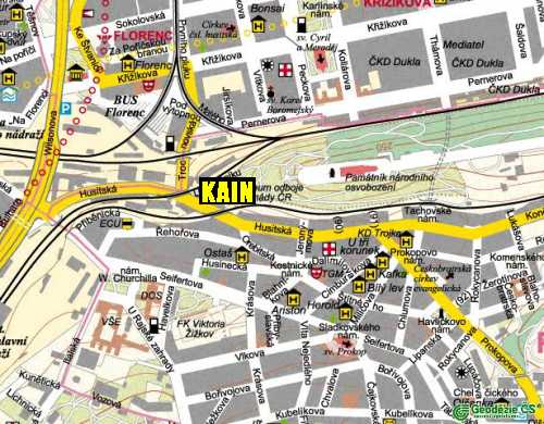 Mapa - klub Kain, Praha